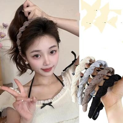 4 Stück Neue Süße Stoff-Haarreifen mit Zähnchen Rutschfest für Damen Haarspange Ornament Stirnband Haarreif Haarband