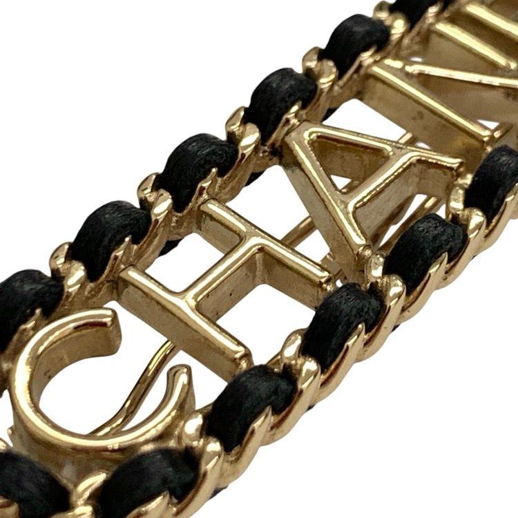 Used CHANEL Hair clip Leather/Light gold