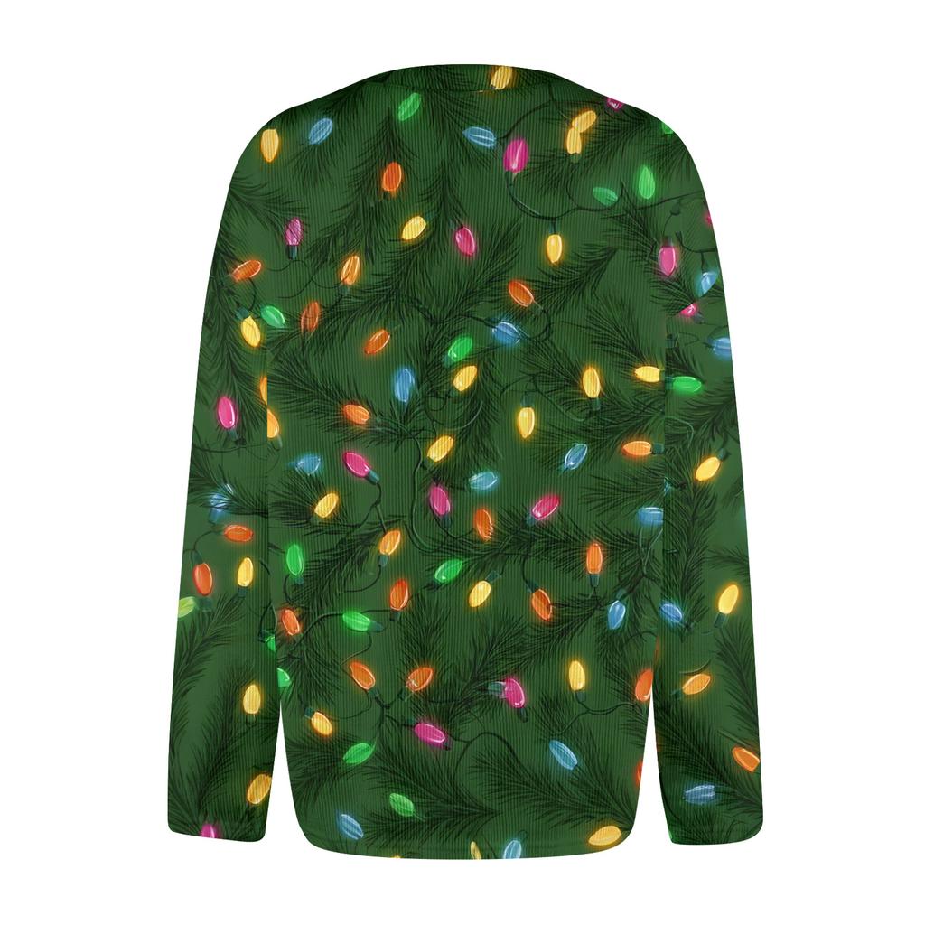 Women's Fashion Christmas Printed Long Sleeve Knitted Cardigan Button Down Jacket