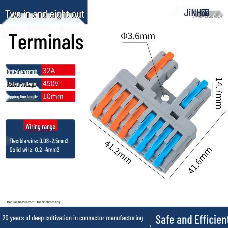 Quick Connector for Home Wiring: Two-in-Six-Out, Four-Out, Eight-Out Terminal Block for Distribution Box