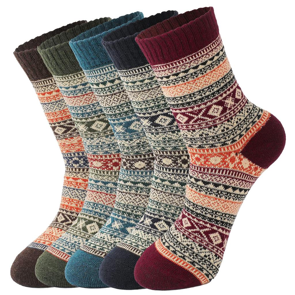 5 pairs, winter warm and comfortable hiking socks, socks autumn and winter, thermal socks wool socks