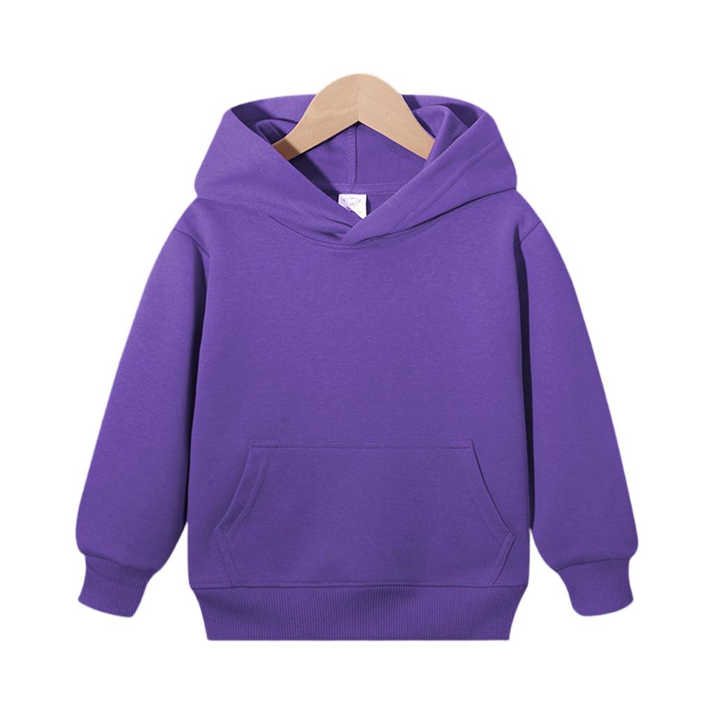 Boys and Girls Casual Comfortable Color Hooded Sweatshirt with Pockets and Long Sleeve