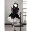 Jetzt H Obsidian Nischendesign Gothic Dunkle Puppe Sinn Sommer Antike Lolita Schwarz-Weiß-Spleißkleid