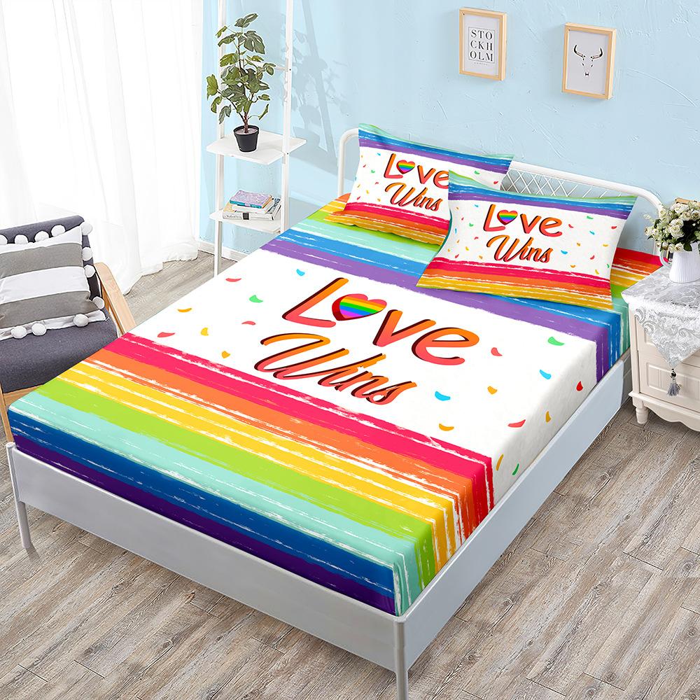 Three-Piece Mattress, Mattress Cover, Rainbow Dwarf Love Letter Mattress Cover.