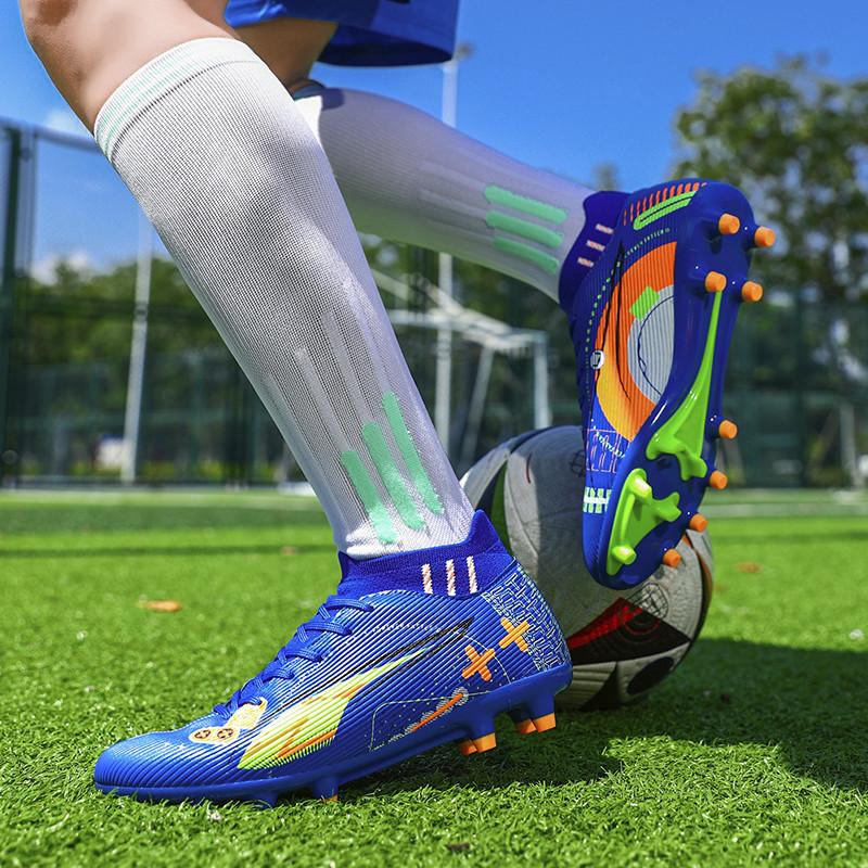 Pomarańczowe Męskie Buty Piłkarskie na Boisko Wysoka Jakość FG/TF Męskie Trampki Futsalowe Meczowe Unisex Treningowe Buty Piłkarskie chuteira futsal