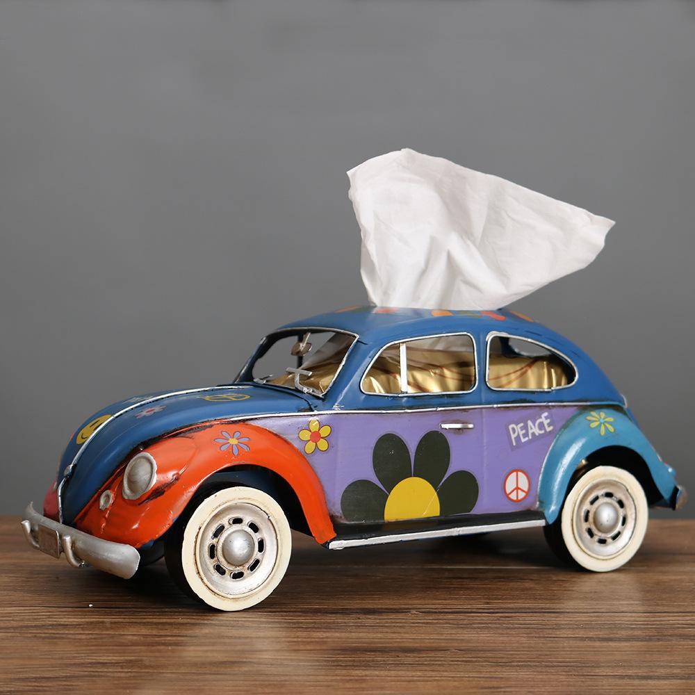 

Vintage American Style Creative Industrial Transit Tissue Box,Metal Home Living Room Decorative Tissue Holder, Car Accessory Craft, Freestanding синий