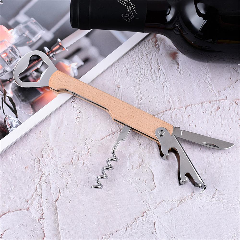 10pcs Wood Handle Wine Bottle Corkscrew with Beer Cap Openers for Waiters Bartenders