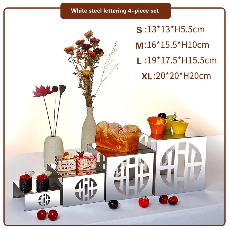 Fruit Plate In Cafeteria Wedding Gift Snack Rack Hotel Cake Rack Tea Break Buffet Rack Stainless Steel 4-6 Pcs Set Dessert Stand