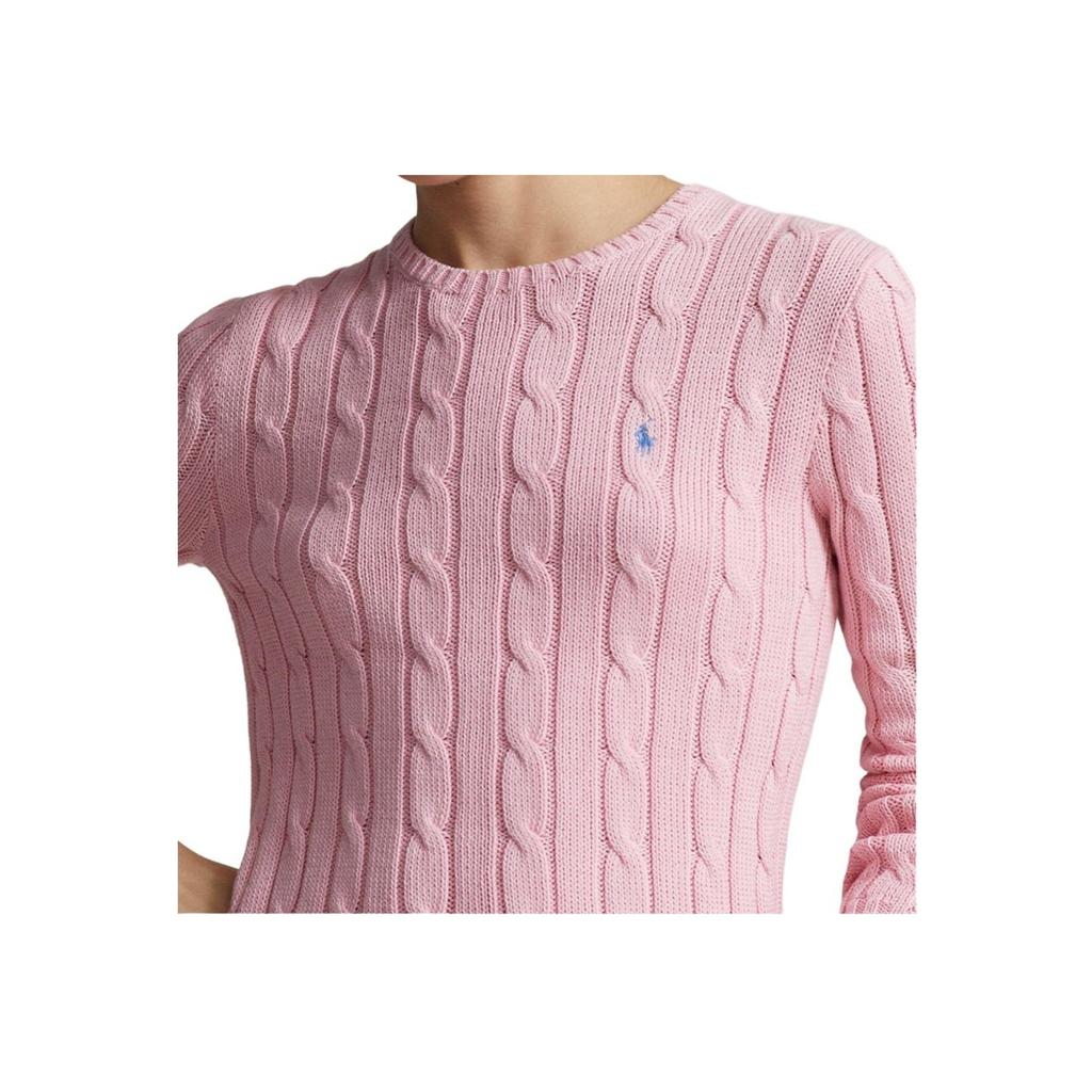 Polo Ralph Lauren SS23 Solid Color Embroidered Cable Knit Sweater Women sweater Pink 211891640-004
