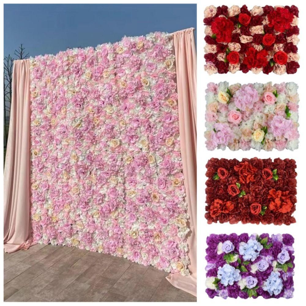 60X40cm Artificial Flower Wall Panels Handmade Silk Rose Flower Wall  Home Decor