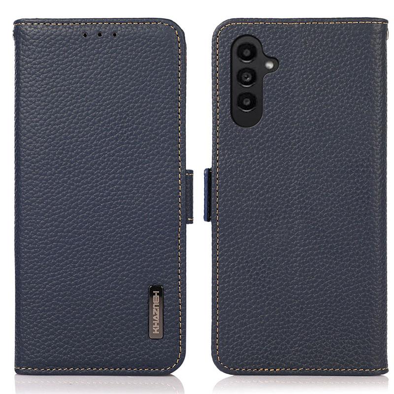 KHAZNEH For Samsung Galaxy S25+/S24+ Cover RFID Blocking Genuine Cow Leather Phone Shell