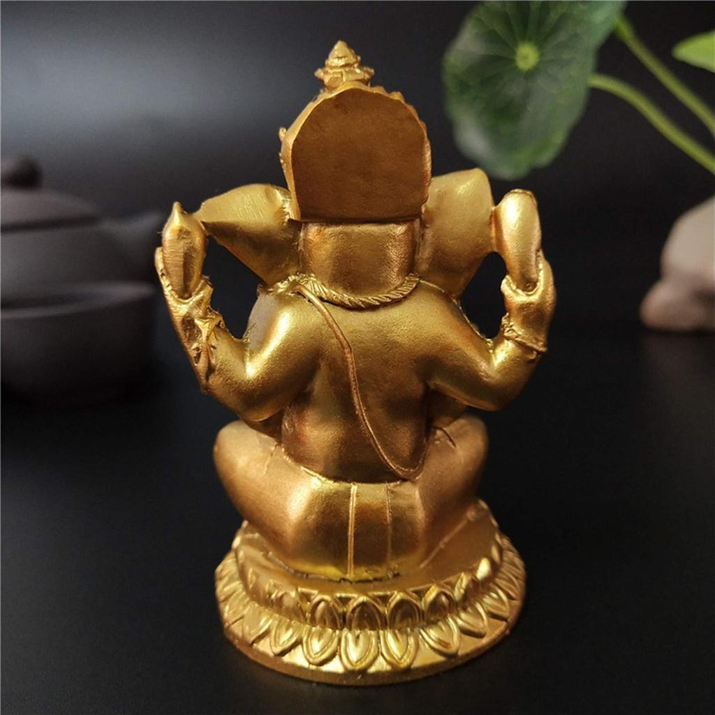 Ganesha God Indian God Gold Ganesha Elephant Object Interior Good Luck Money Luck Increase Business Prosperity Feng Shui Goods (B)