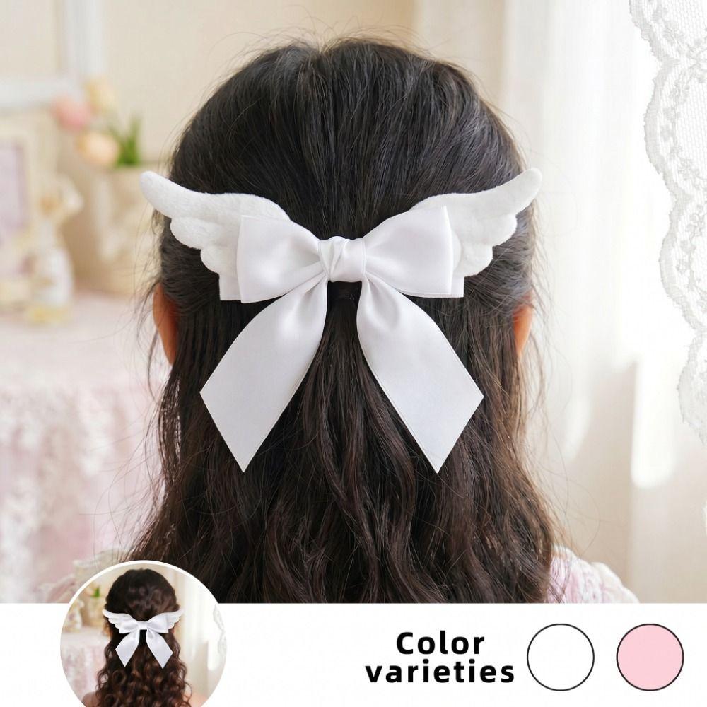 Spicy Girl Angel Wing Hair Clip Creative Hair Barrettes Sweet Cool Satin Bow Hairpin Daily