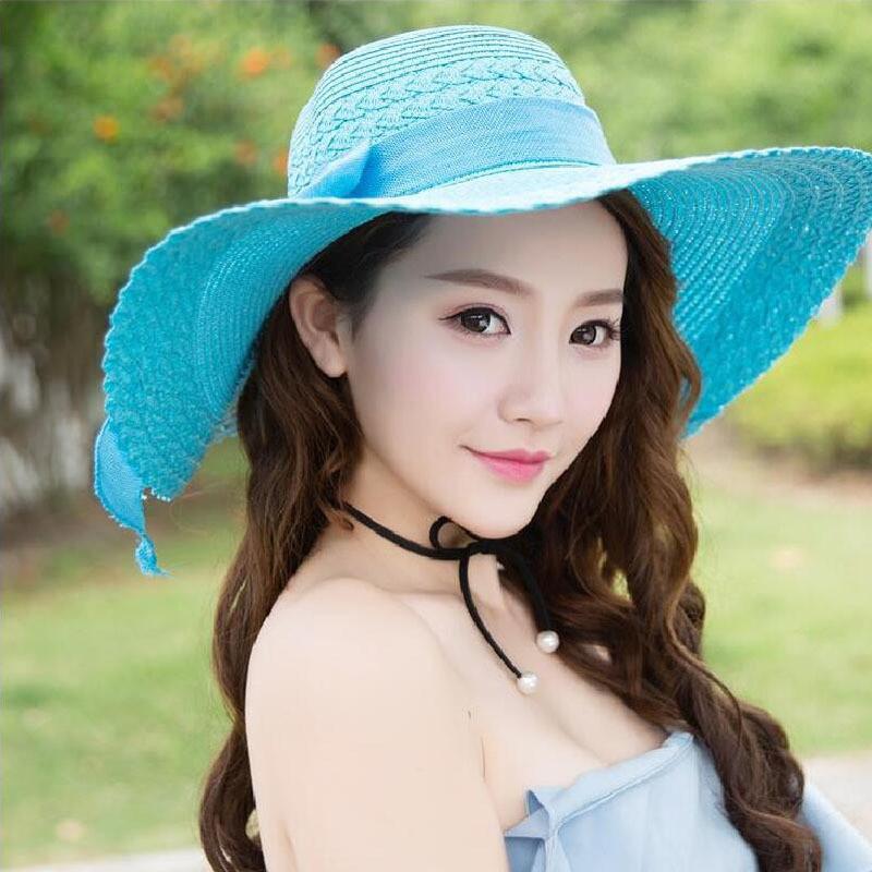 Style Large Brim Beach Hat With Butterfly Accent Sunshade For Ladies