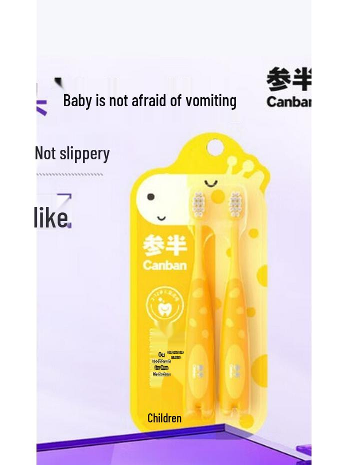 CANSEN Kids Giraffe Soft Bristle Toothbrush, 2-12 Years, 2-Pack