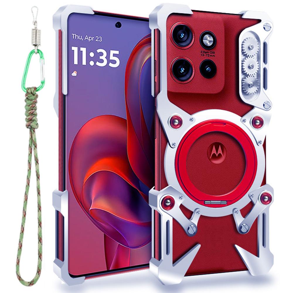 

Захисний бампер для Motorola Edge 60 Neo 5G / Edge 50 Neo 5G з підставкою, алюмінієвий сплав, магнітна кришка для телефону з ремінцем на зап ястя