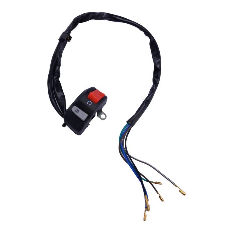 12V 7/8" 22mm Handlebar Motorcycle Headlight Fog Light Horn ON OFF Start Kill Switch 6 Wire Black