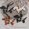Handmade Puppy PU Leather Key Ring Cute Animal Bag Charm DIY Dachshund Dog Keychain  Keys Ornament
