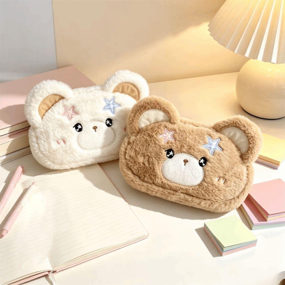Cartoon Bear Plush Bear Pencil Case Fluffy Plush Pen Bag Pen Box Plush Pencil Case Office