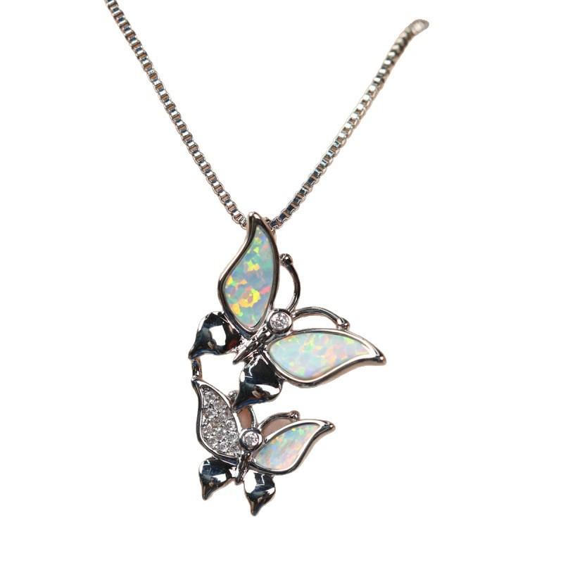 Two butterfly pendant necklaces, simple and personalized niche necklaces.