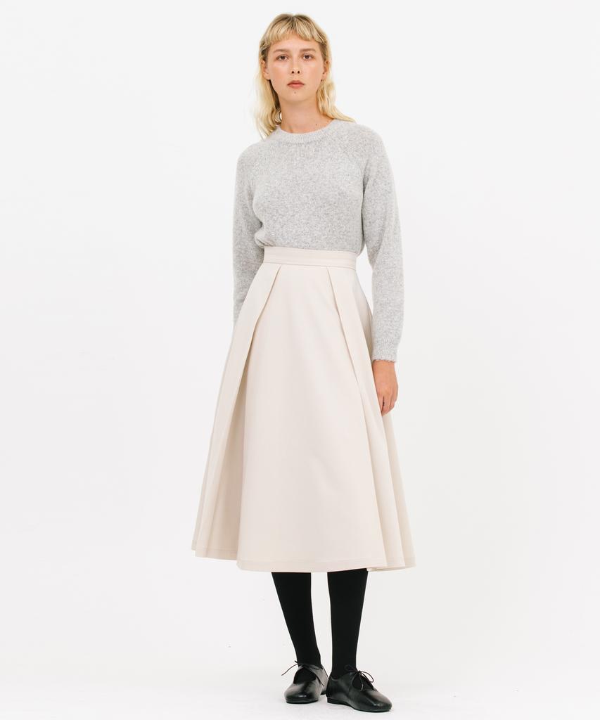 Jun By Jun K Front Tuck Flare Skirt_Cream