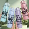 1PC Funny Sarcastic Quote Text Print 750ml Color Plastic Sports Water Bottle Leakproof Flip Straw Lid Suitable for Sports Office Home Use