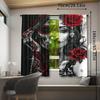 2pcs Gothic skeletons and red roses printed curtains   pole bag curtains   bedroom living room   home decoration   room decoration