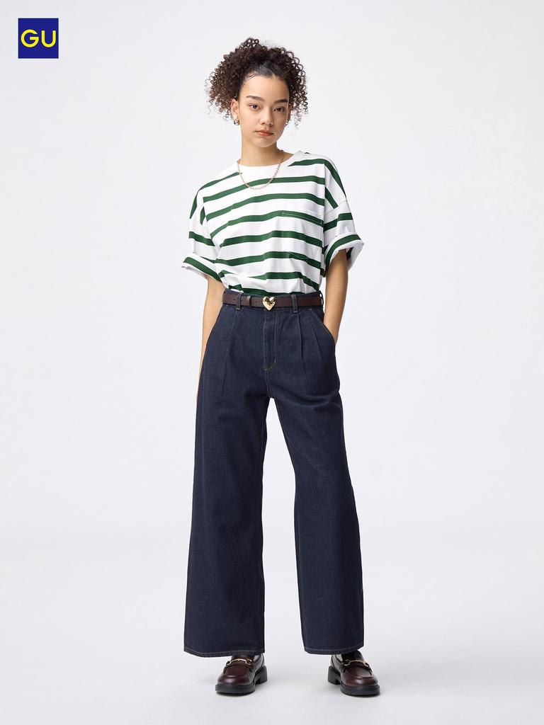 Uniqlo Gu Denim Pleated Trousers