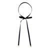[D+Arts] Ribbon Tie for Men and Women, Cotton, Plain, Narrow, Short (0.9cm Width), Made In Japan (Black)