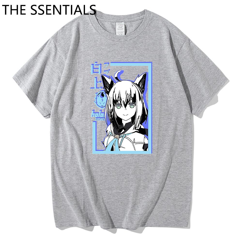 Hololive VTuber T-skjorte Unisex Harajuku tegneserie-grafikk-t-skjorter Unisex-tilfeldig bomullst-skjorte Herre Anime Kawaii Shirakami Fubuki T-skjorte