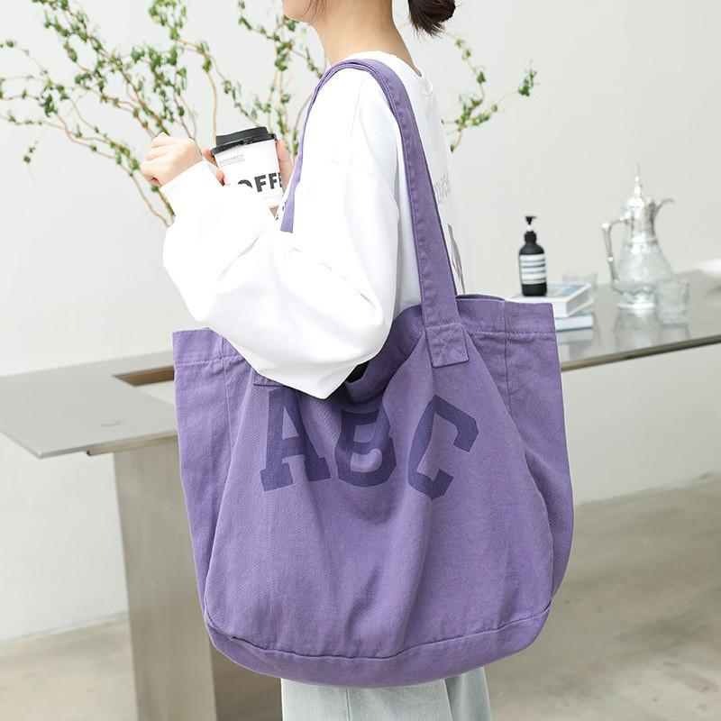 IELGY Japanische lässige Kunst-Canvas-Tasche, modische Handtasche mit Buchstabendruck