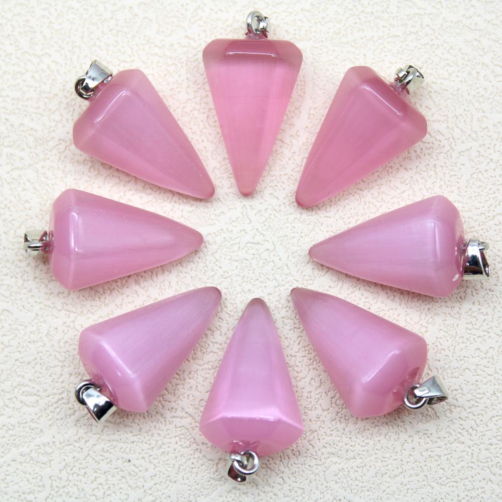 24pcs Natural Stone Reiki Pendulum Divination Pendant Amethyst Quartz Crystal Agate Suitable for DIY Necklace Jewelry Pendant