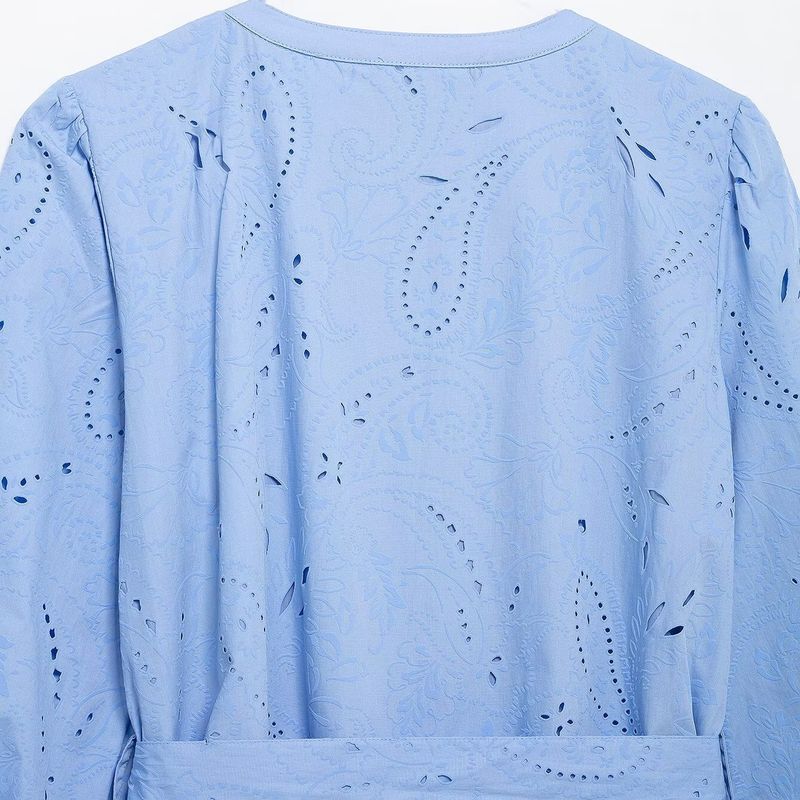 Kaslead New Arrival Women's Clothing Fashion Style Fashion Adhesive Embroider Elegant V Neck Short Dress 4387043