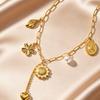 Trendy Stainless Steel Conch Sun Flower Pendant Necklace Heart Tassel Charm Necklace for Women Luxury Non Fading Jewelry Gifts