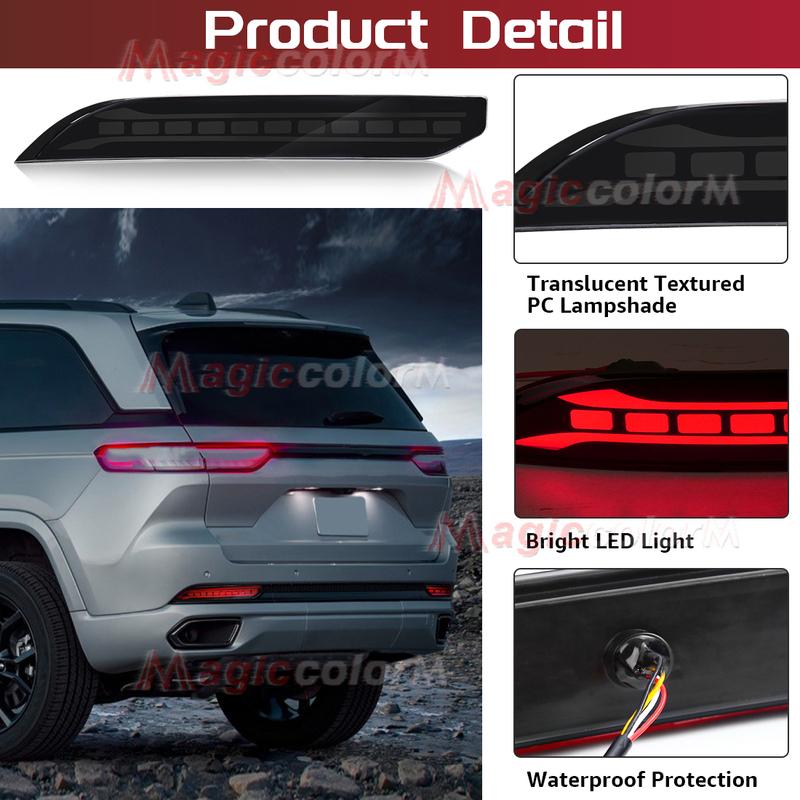 LED Heckstoßstangen-Reflektorleuchte für Jeep Grand Cherokee 2024 Bremslicht Dynamischer Blinker Rücklicht 12V