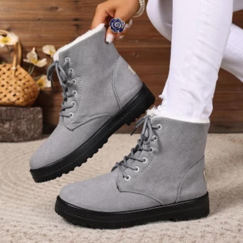 Winter comfortable versatile snow boots women's thermal short boots flat heel soft sole women's cotton shoes