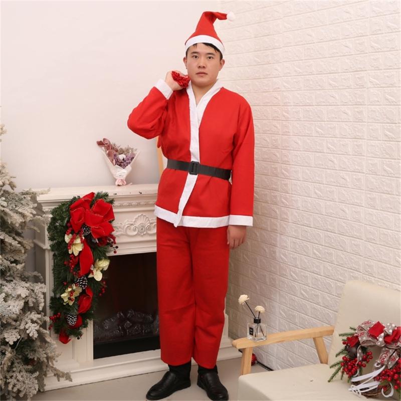 Santa Suit Christmas Santa Clauses Costume for Men Women Adults 3/4/5/6/7 Santa Costume Outfits Funny Santa Bear Hat