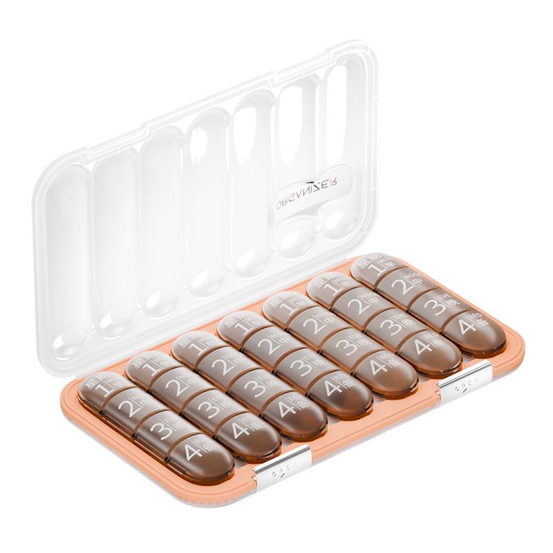 Weekly Portable Pill Organizer and Dispenser with Large-Capacity Pill Splitter