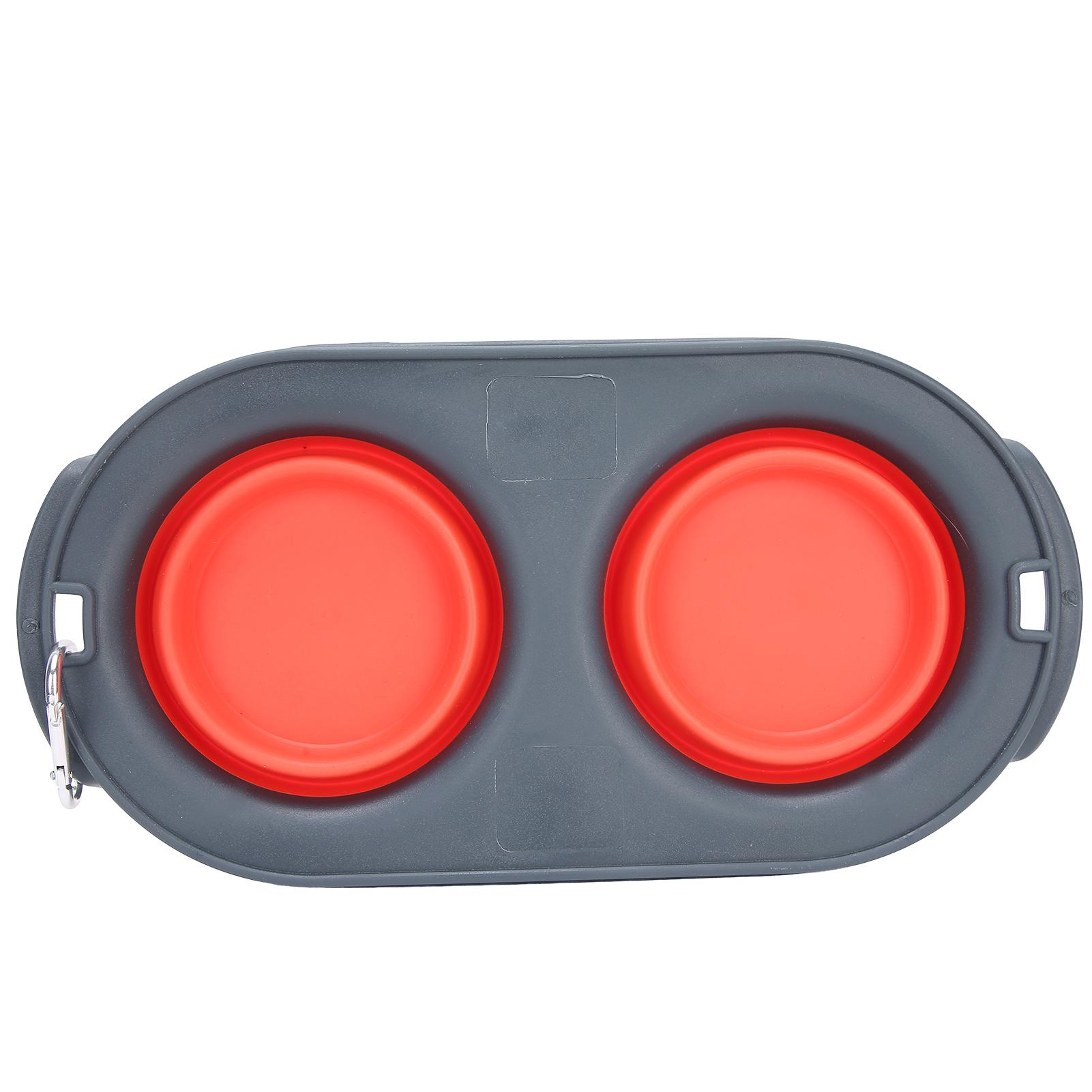 

Pet Folding Bowl Portable Water and Food Feeding Dog Bowl Cat Folding Double BowlRed красный