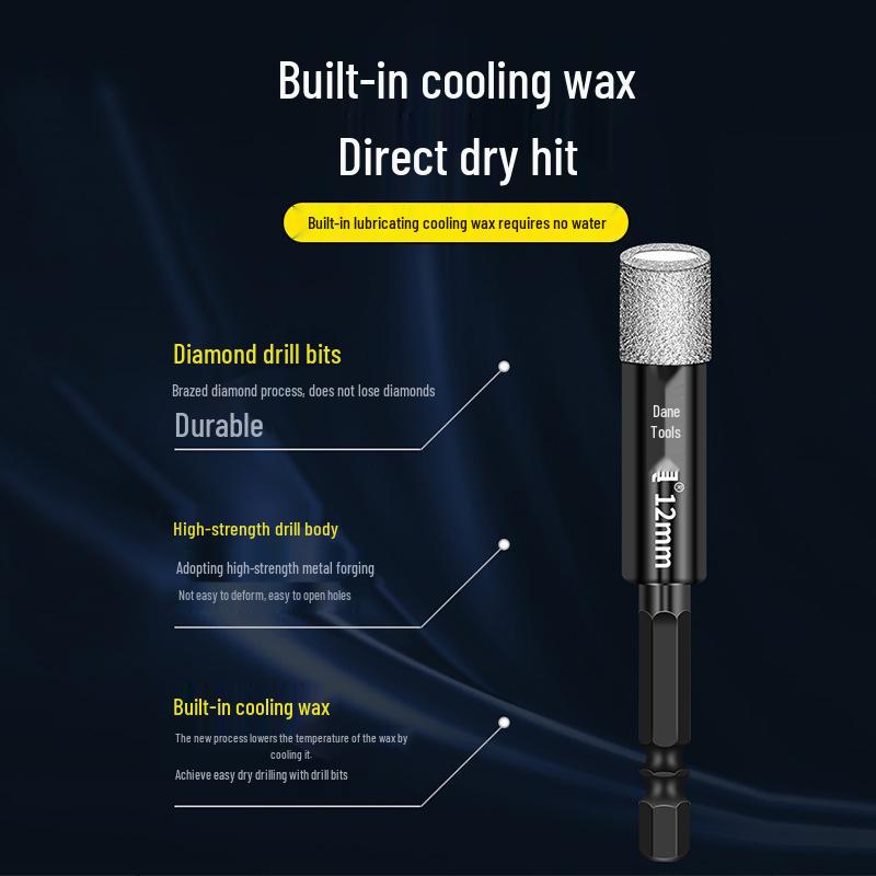 6mm Hex Shank Dry Drill Bit for Glass, Slate, and Marble