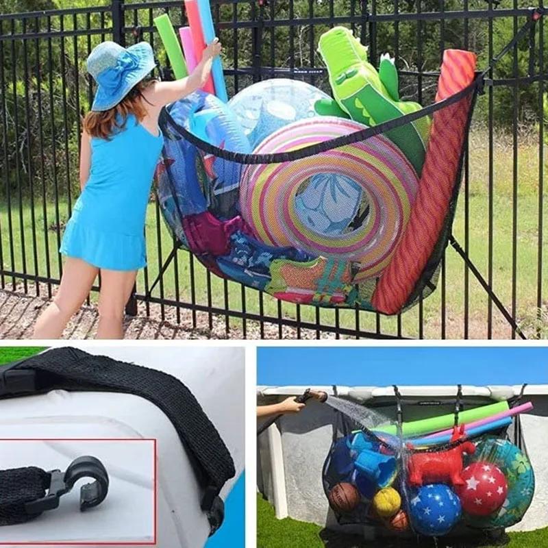 1pc Outdoor Swimming Pool Large Capacity Storage Mesh Bag Beach Inflatable Toy Swimming Pool Hanging Storage Bag Toy Storage Bag