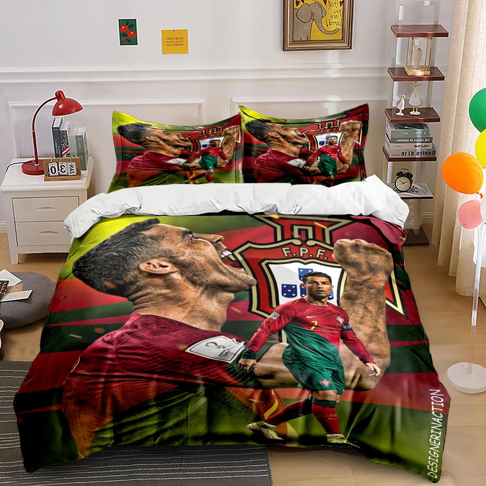 Soccer-Themed Bedding Set Bedding set (1 duvet cover, 2 pillowcases, duvet not included)