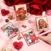 24 Sets Vintage Valentine's Day Cards with Resin Animal Figurines Mini Valentines Figures Bulk Retro Party Gifts Classroom Favors for Students School