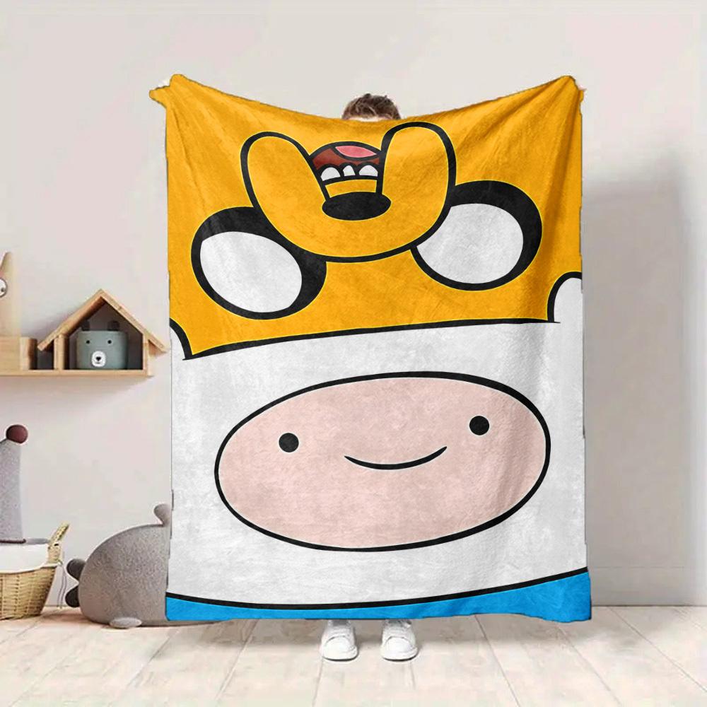 1pc Adventure Time Finn Soft Skin-Friendly Flannel with Digital Printing, Various Sizes Available for Family, Friends, Birthday043 130cmx150cm