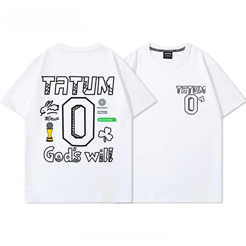 Tričko pro fanoušky basketbalu Boston č. 0 Tatum Graffiti potisk Čistá bavlna Tričko Pár Tričko Topy Nadměrná velikost Krátký rukáv Vysoká kvalita