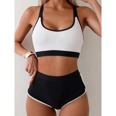 High Waist Bikinis 2026 Sportlicher Badeanzug Damen Schwarz & Weiß Badebekleidung Weibliche Badegäste Baden Schwimmen Badeanzug Strandbekleidung XXL