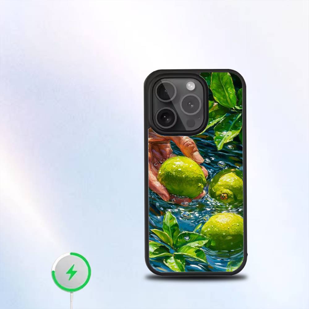 Fruit Lemon Art Phone Case For iPhone 17,16,15,14,13,12,11,Pro,Max,Plus,Mini,SE4,E Magnetic For Magsafe Wireless