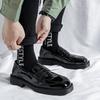 Muži Podnikání Ležérní Lakované Kožené Boty Pánské Harajuku Korejské Streetwear Vintage Svatební šaty Kožené Boty