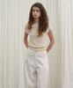 MARROT Drape Asymmetrical Tee_Cream Beige