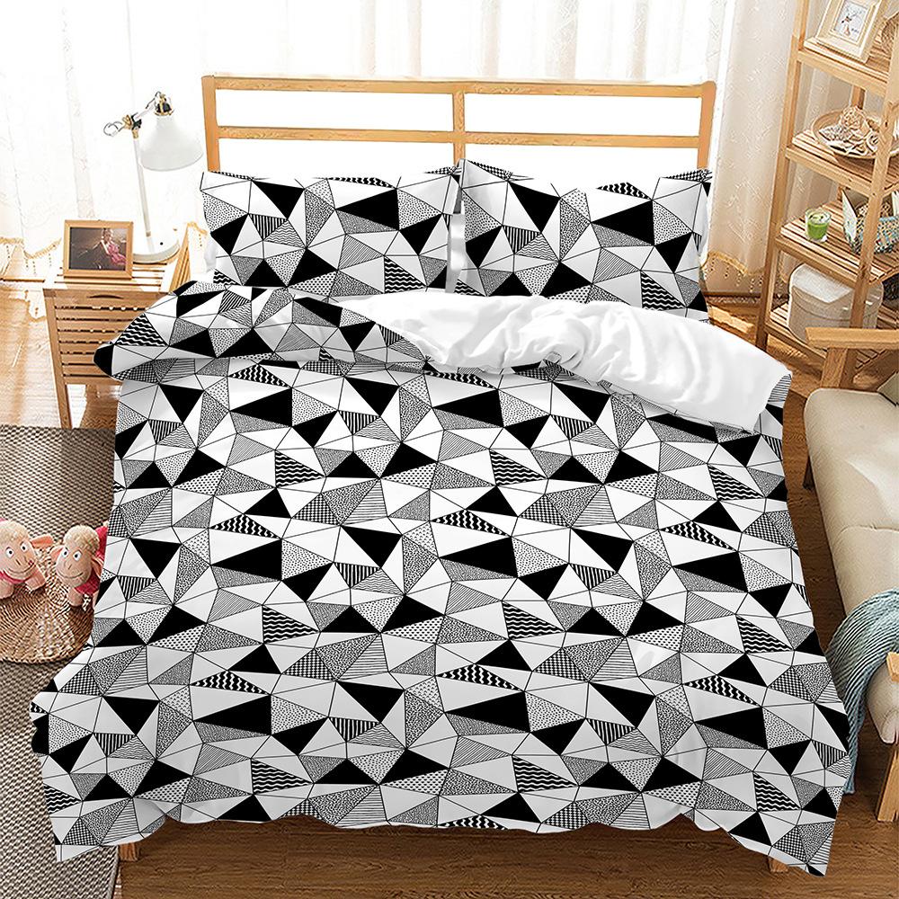 Dreiteiliges Bettbezug-Set Schlicht gestreifte Bettwäsche im Ethno-Stil